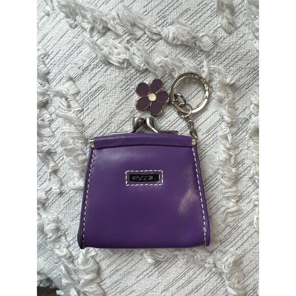 Vintage Fossil Purple Keychain Coin Purse Leather - Picture 1 of 6